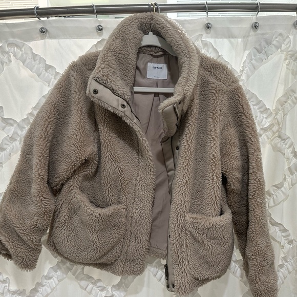 Old Navy Cozy Sherpa Faux-Fur Jacket for Women mocha latte - SMALL (sold out!) - Picture 2 of 4